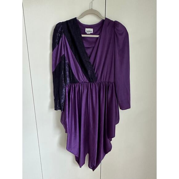 Vintage 70s Disco Nighclub Dress Purple Size small Sparkle Statement Style USA - Picture 4 of 17
